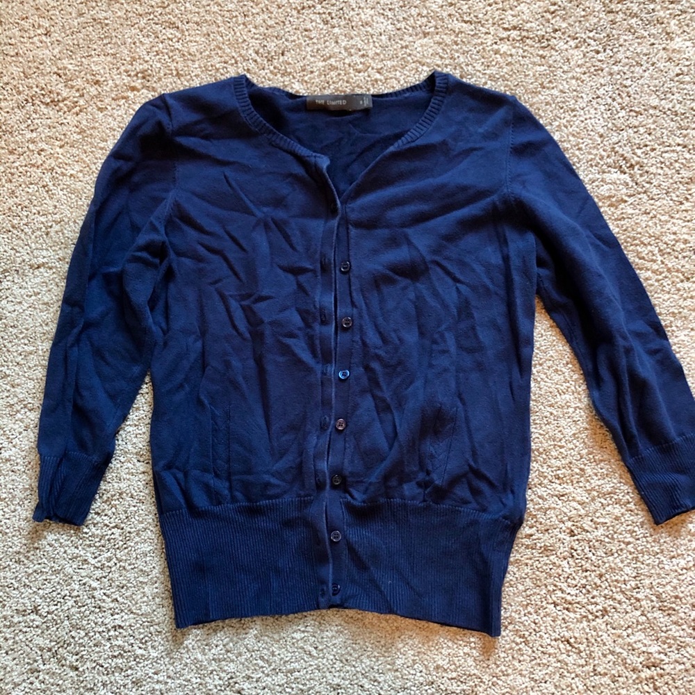 Navy blue crew neck cardigan